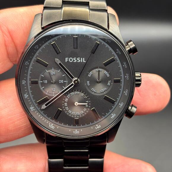 Fossil Sullivan BQ2448 Mens Chronograph – Gunmetal Stainless Steel Bracelet NIB - Picture 1 of 17